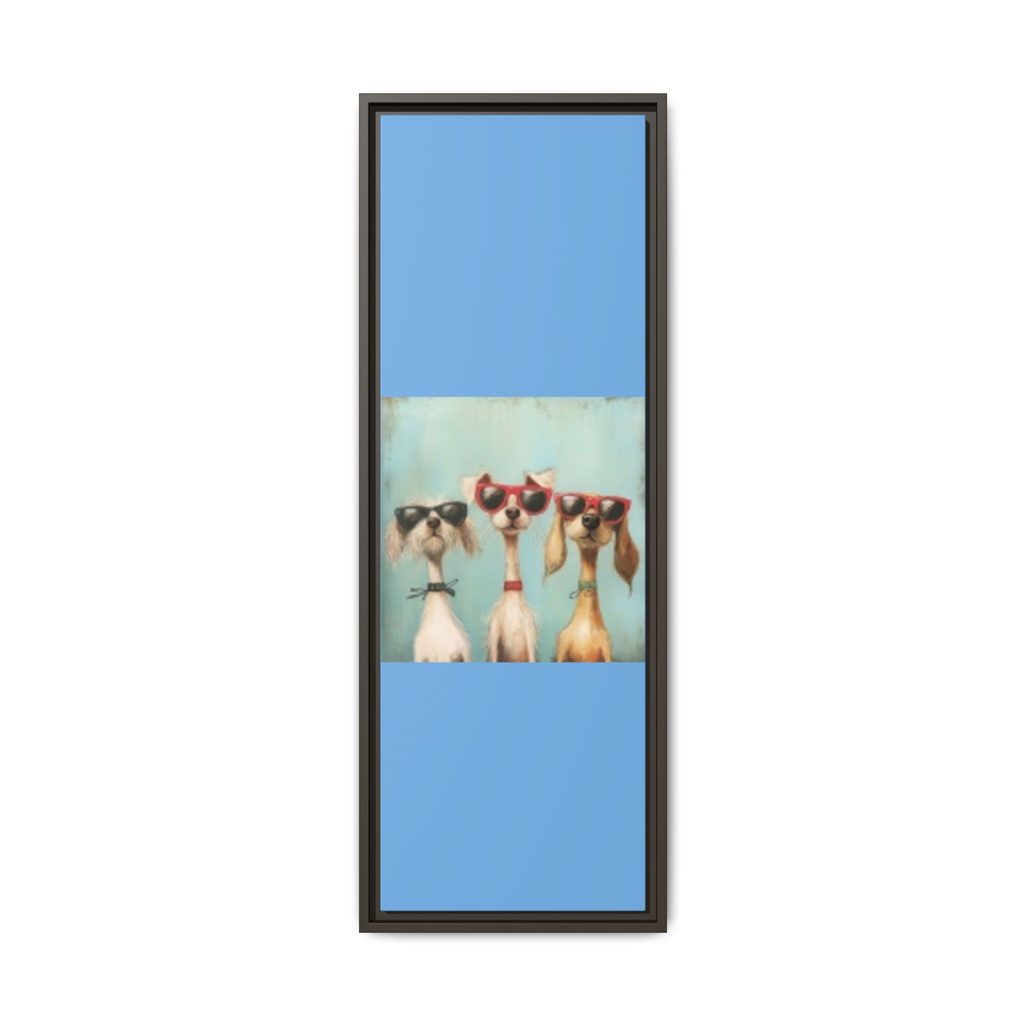 Framed Matte Canvas — Three Cool Dogs in Sunglasses Wall Art