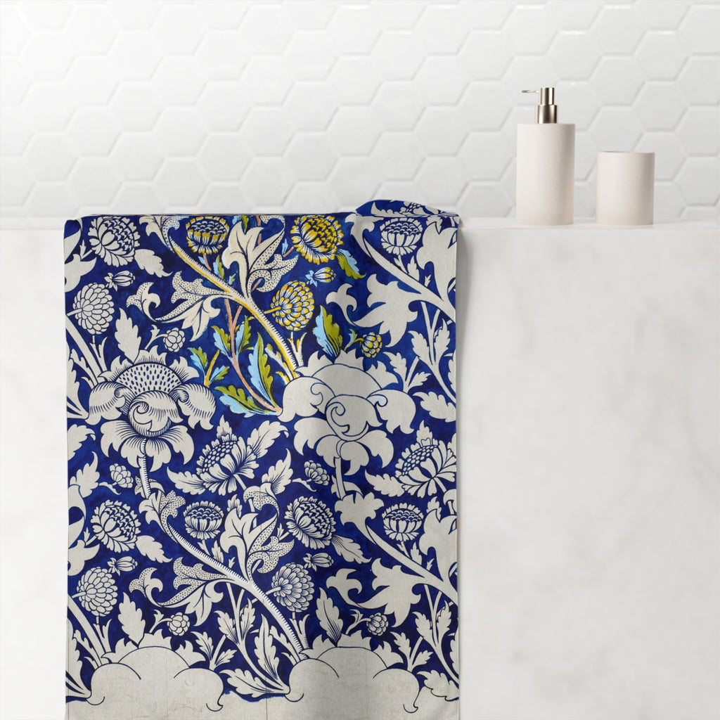 Floral Blue Persian-Inspired Cotton Towel