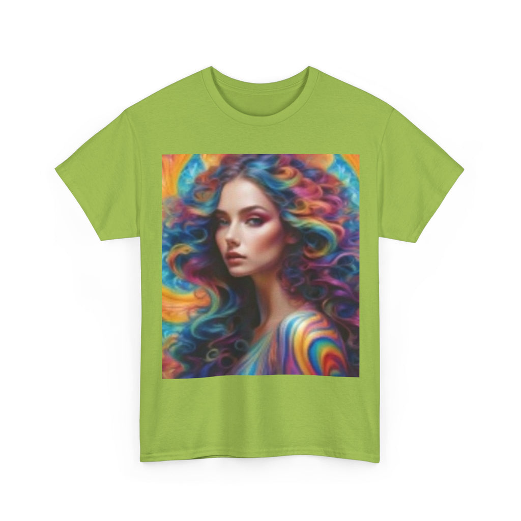 Psychedelic Beautiful Woman T-Shirt — Vibrant Rainbow Woman Art Tee