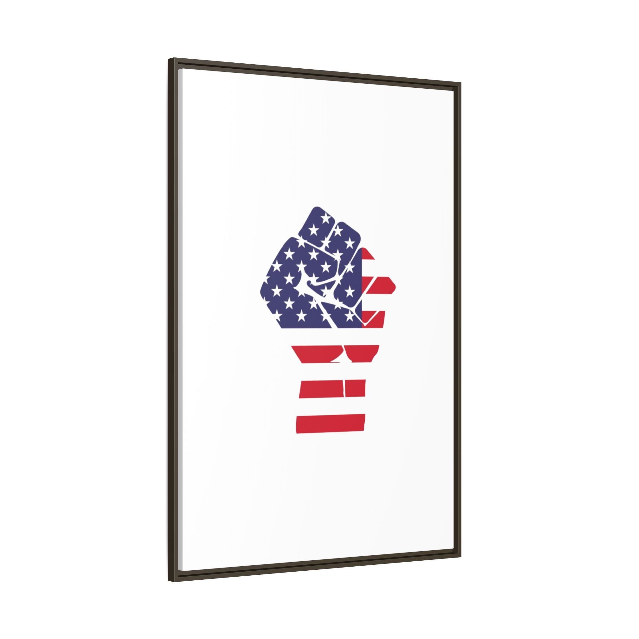 Framed Canvas Print – American Flag Fist Wall Art
