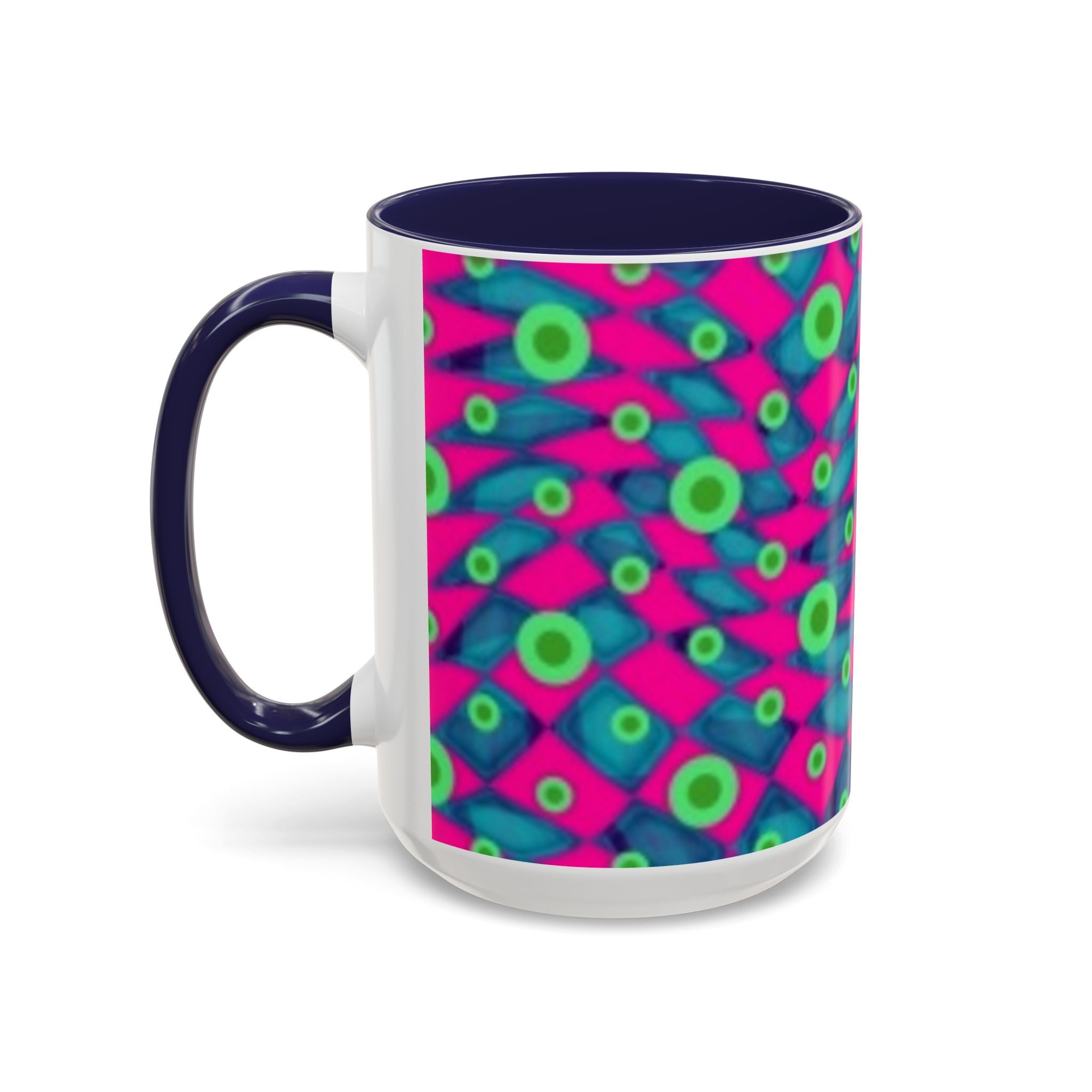 Abstract Neon Pattern Coffee Mug — Vibrant Retro Geometric Accent Mug (11/15oz)