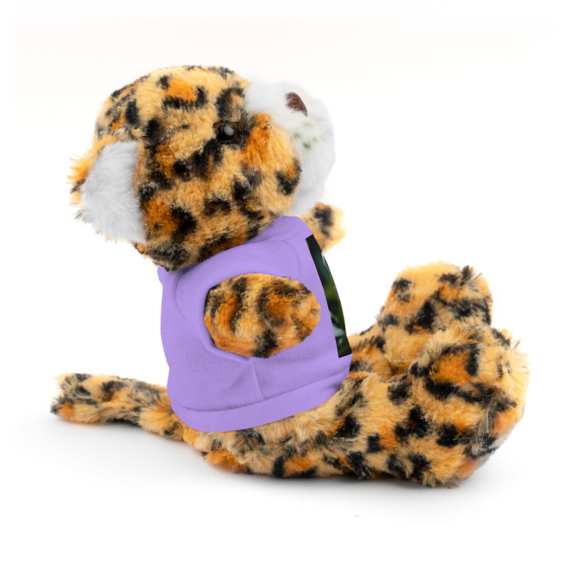 Plush Teddy Bear with Leopard Cub Tee — Cute Animal Gift for Kids & Wildlife Lovers