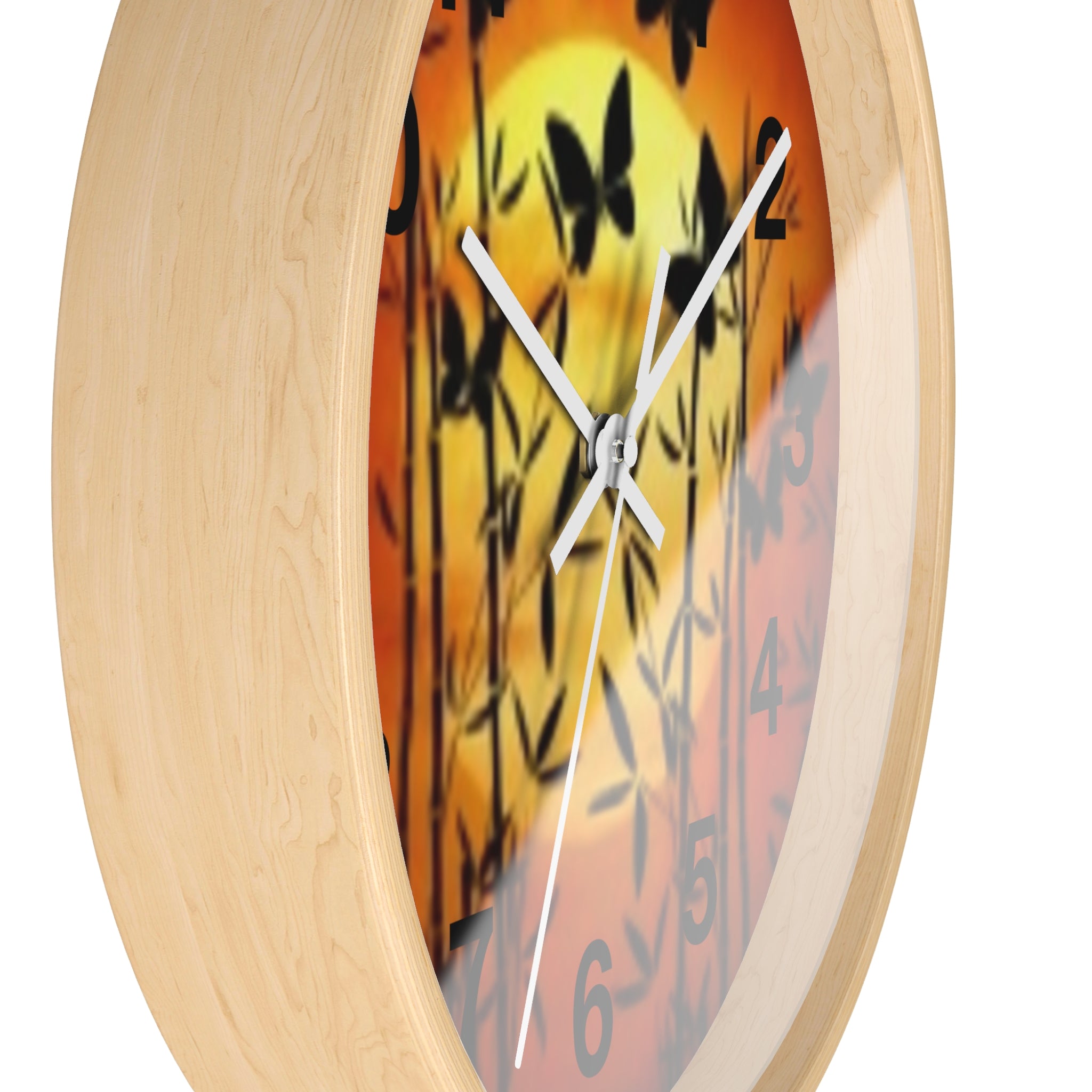 Butterfly Sunset Wall Clock — Bamboo Silhouette Home Decor
