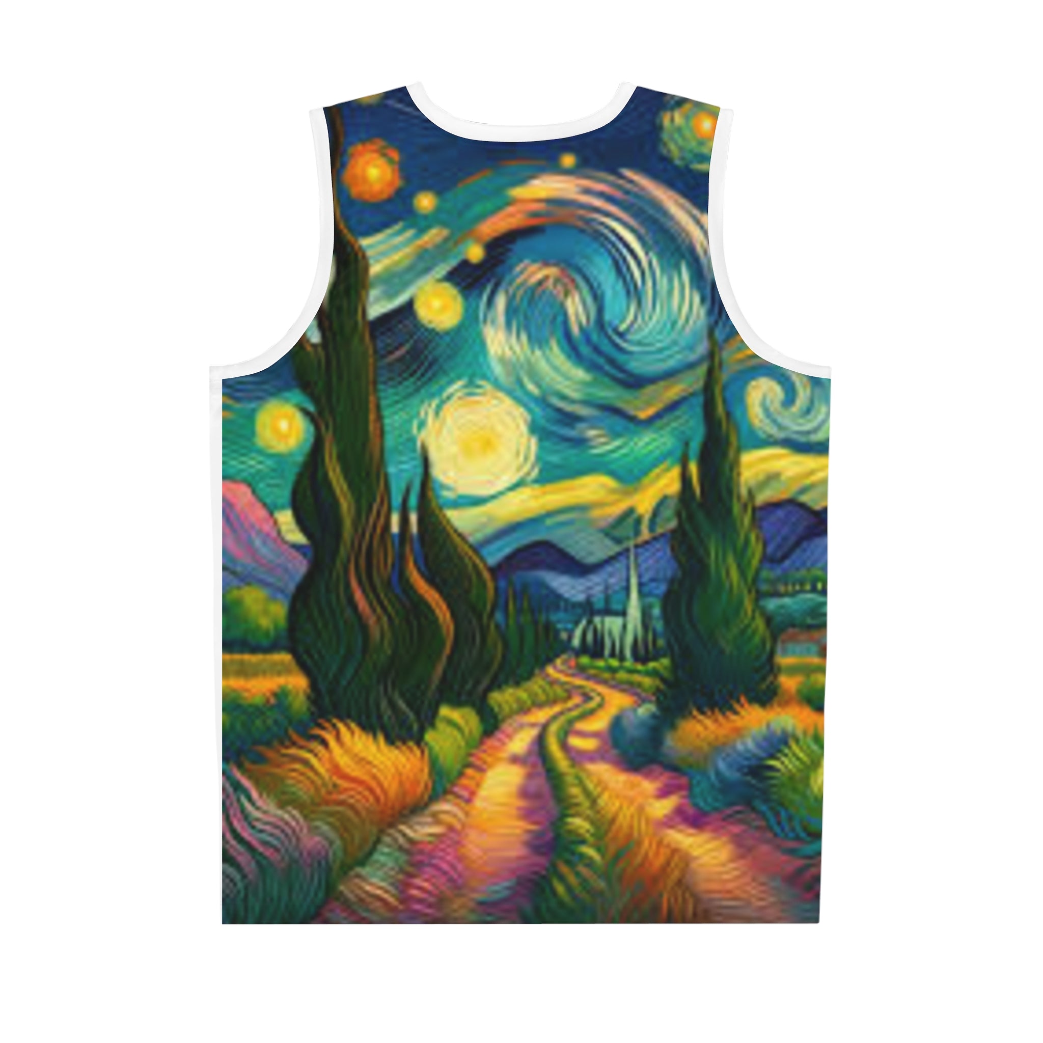 Starry Night Landscape Basketball Jersey — Van Gogh Style All-Over Print