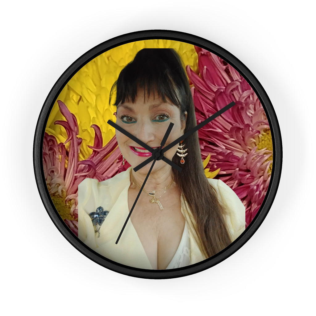 Mary Jordan Wall Clock – Bright Yellow & Pink Decorative Timepiece