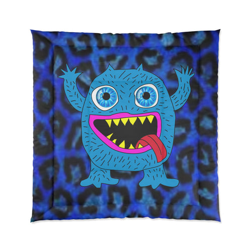 Blue Monster & Animal Print Comforter - Lightweight Cozy Bedding for All Seasons