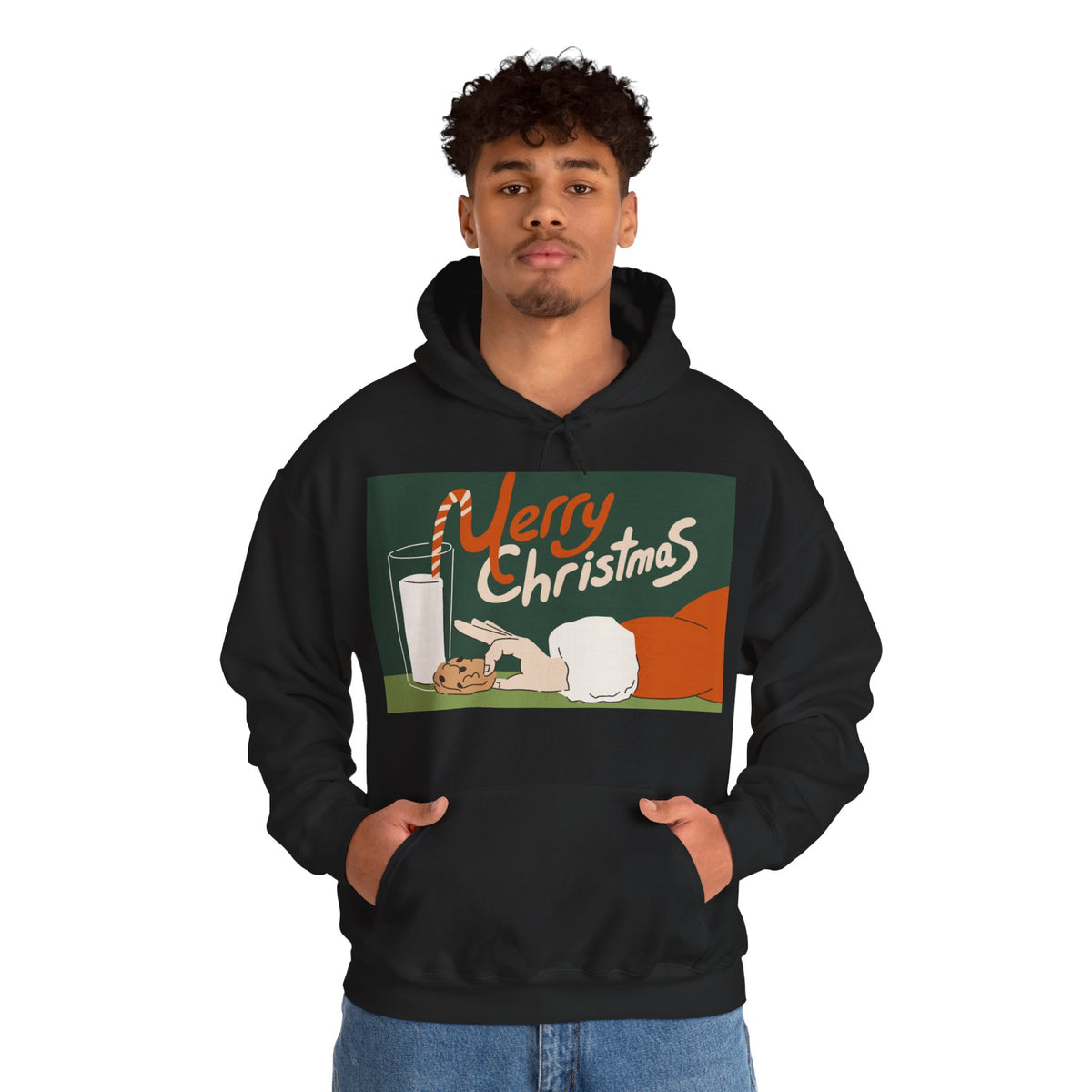 Merry Christmas Cookie & Milk Hoodie — Retro Holiday Sweatshirt