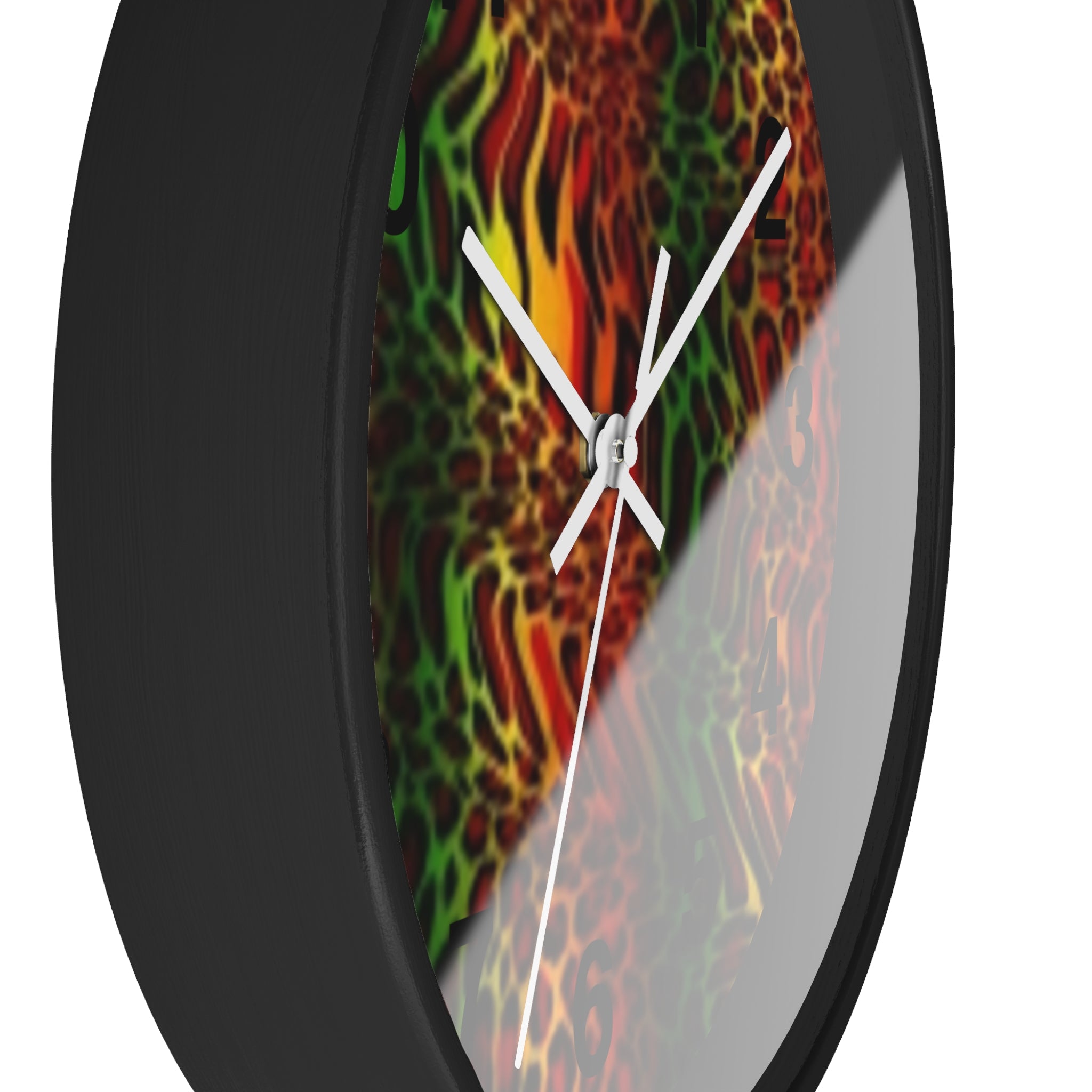 Rasta Safari Wall Clock — Vibrant Red Green Yellow Animal Print Timepiece