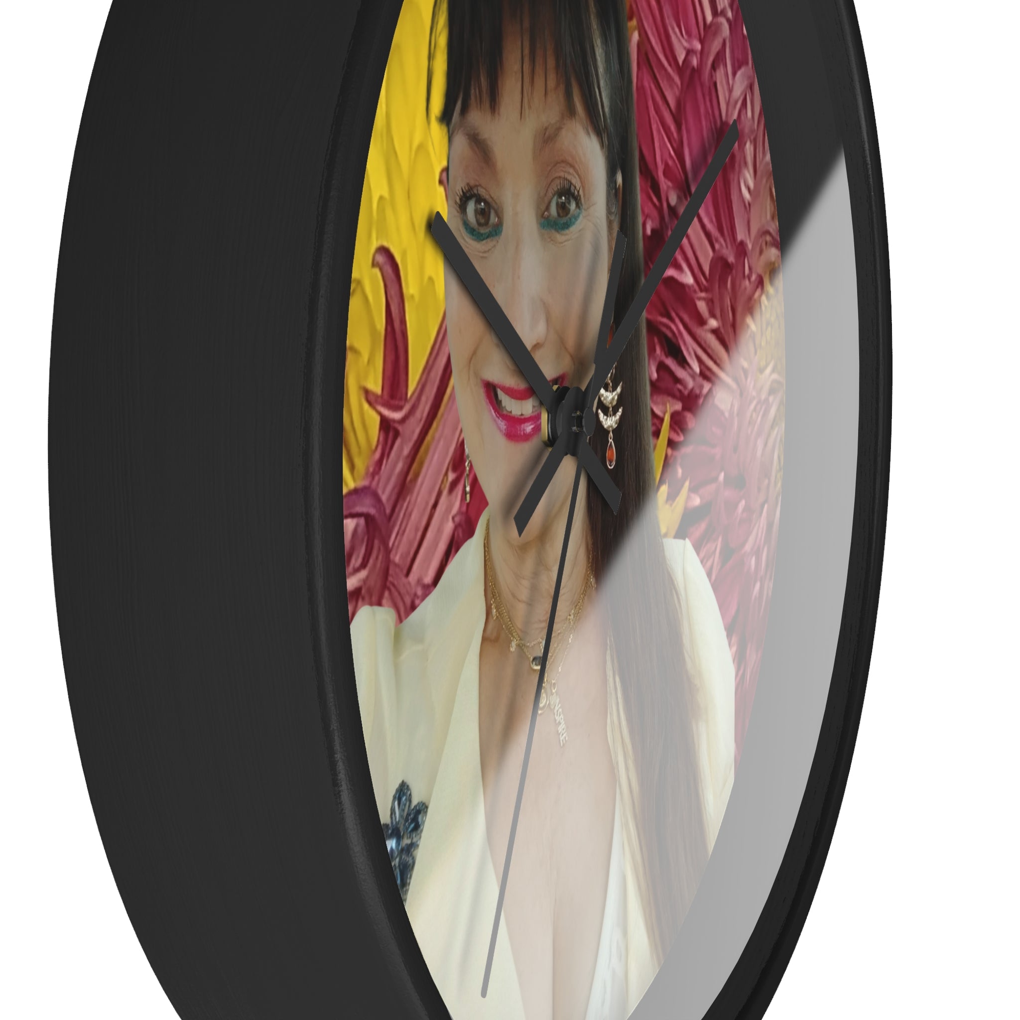 Mary Jordan Wall Clock – Bright Yellow & Pink Decorative Timepiece
