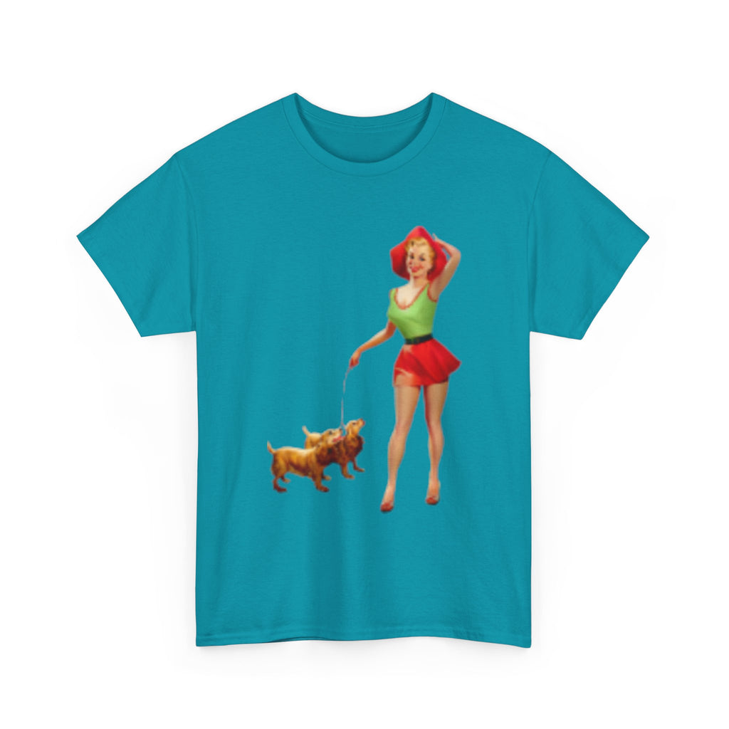 Pin-Up Girl with Terrier & Fast Car Graphic T-shirt — Retro 1950's Vintage Style T-Shirt