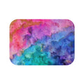 Vibrant Watercolor Cloud Bath Mat — Rainbow Abstract Non-Slip Bathroom Rug