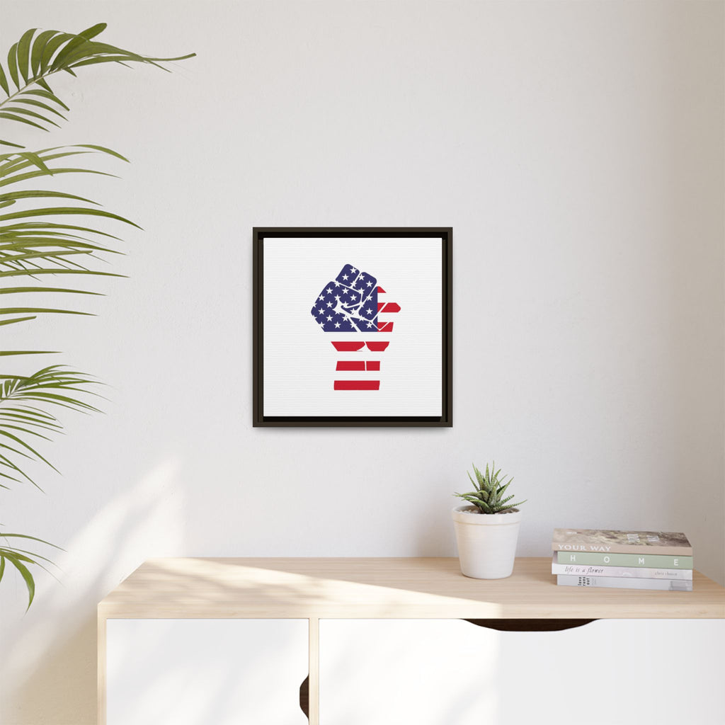 Framed Canvas Print – American Flag Fist Wall Art