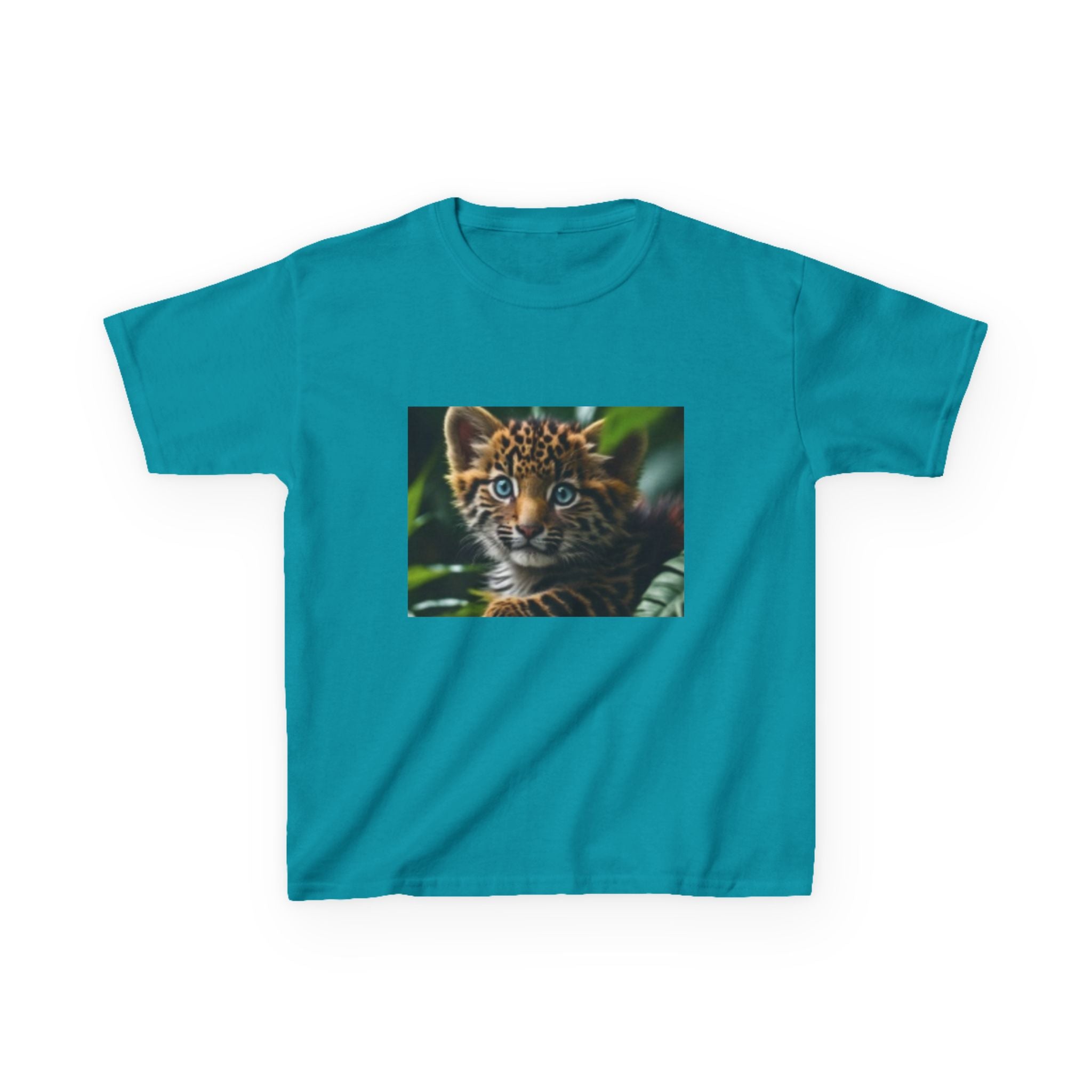 T-shirt enfant – Photo de bébé tigre mignon sur le devant et cœur arc-en-ciel au dos