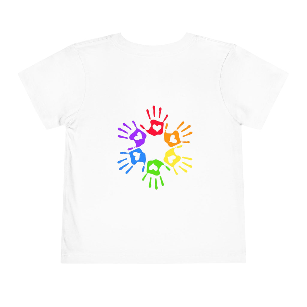 LOVE Floral Toddler T-shirt — Colorful Heart Handprint Kids Shirt