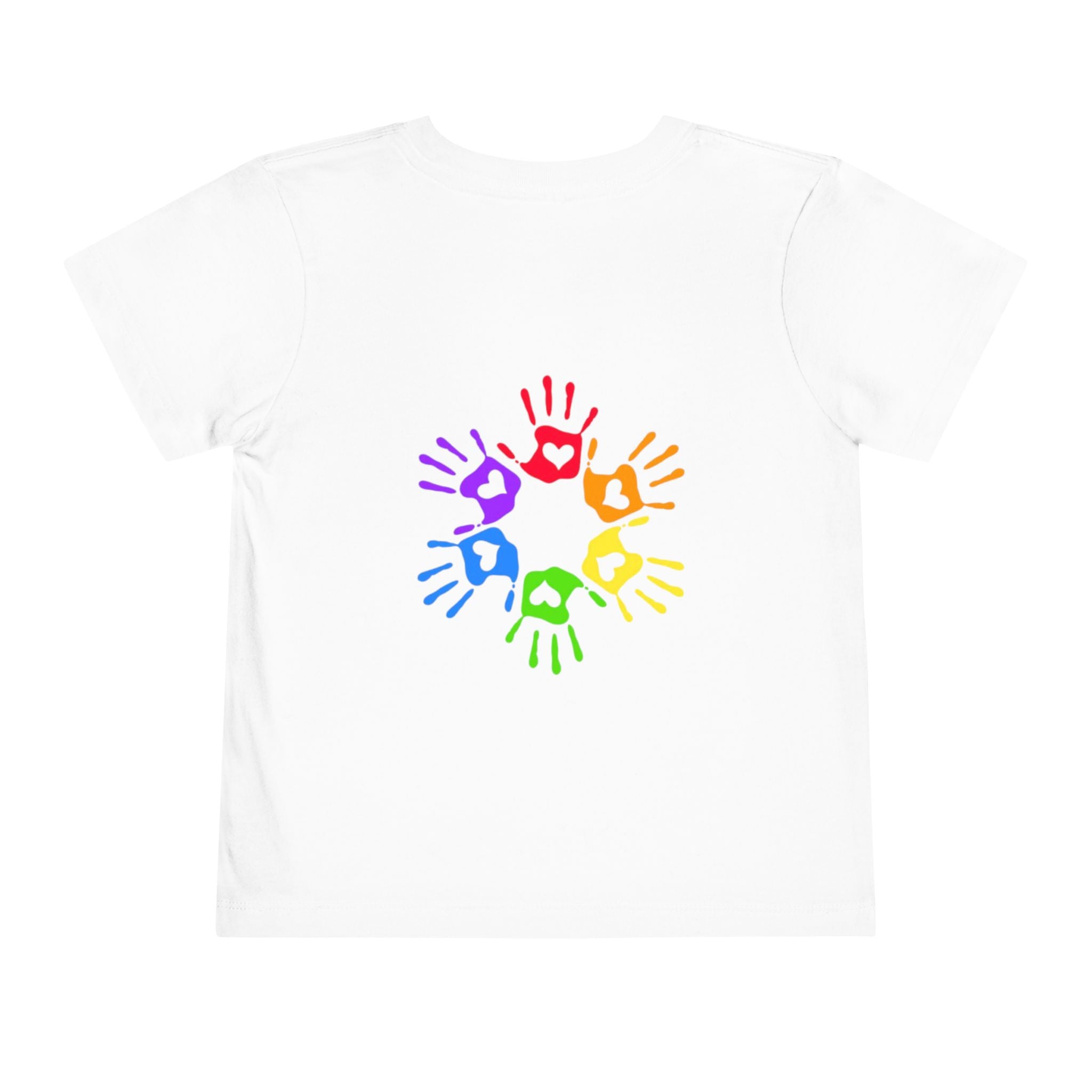 LOVE Floral Toddler T-shirt — Colorful Heart Handprint Kids Shirt