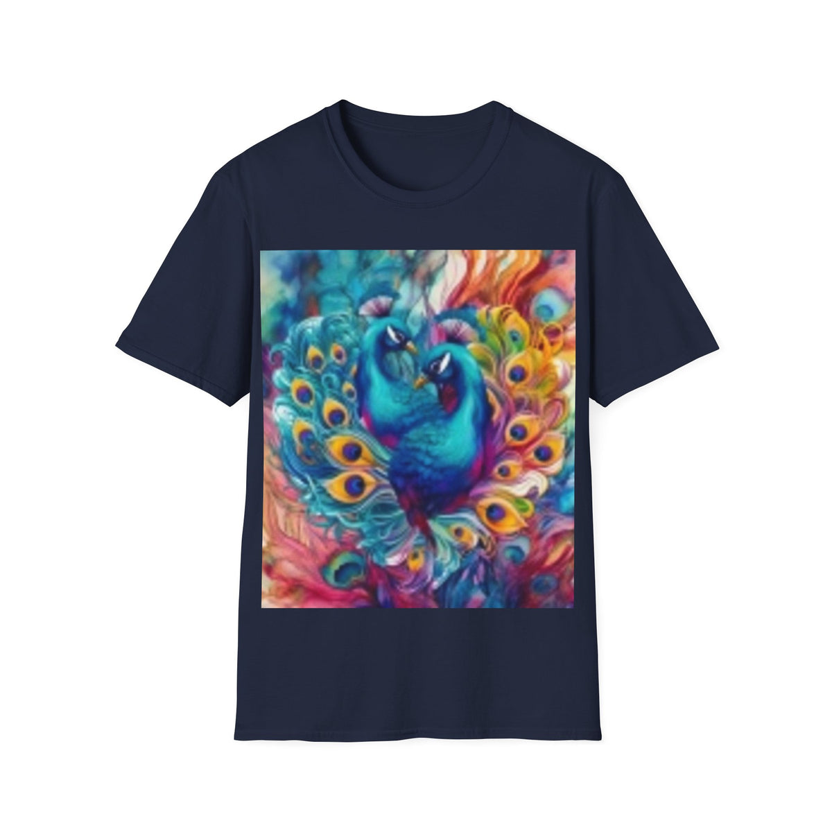 Two Peacock T-Shirt — Colorful Vibrant Peacock Art Tee