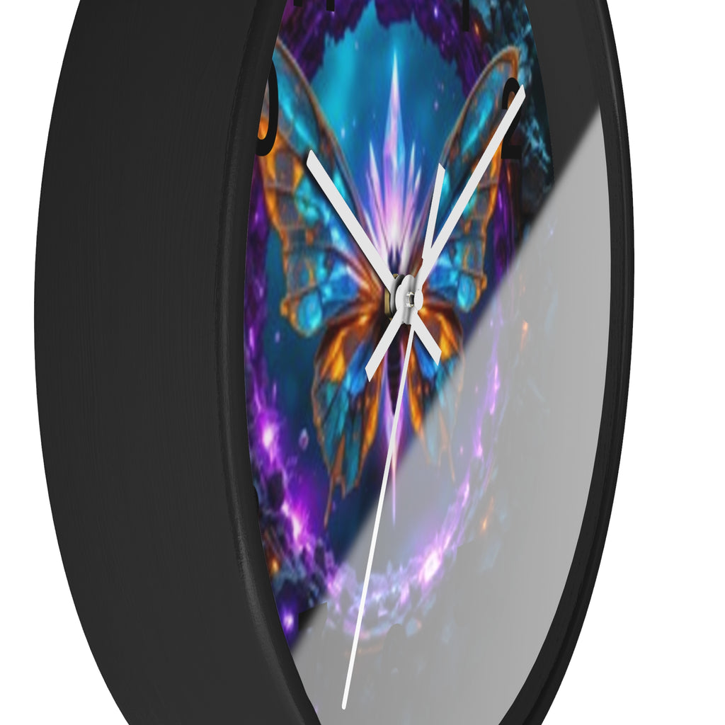 Mystic Butterfly Wall Clock — Neon Fantasy Home Decor