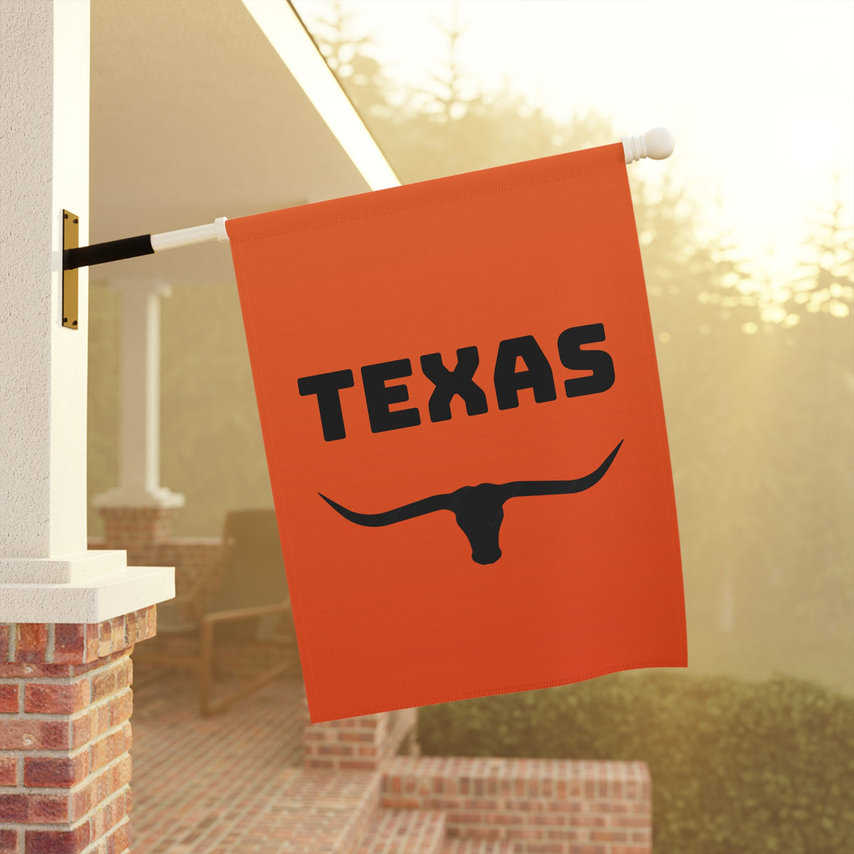 Texas~Longhorn Silhouette Garden Flag - Orange Decorative House Banner