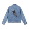 Men's Denim Jacket — Gothic Skull with Top Hat Shooting the Finger