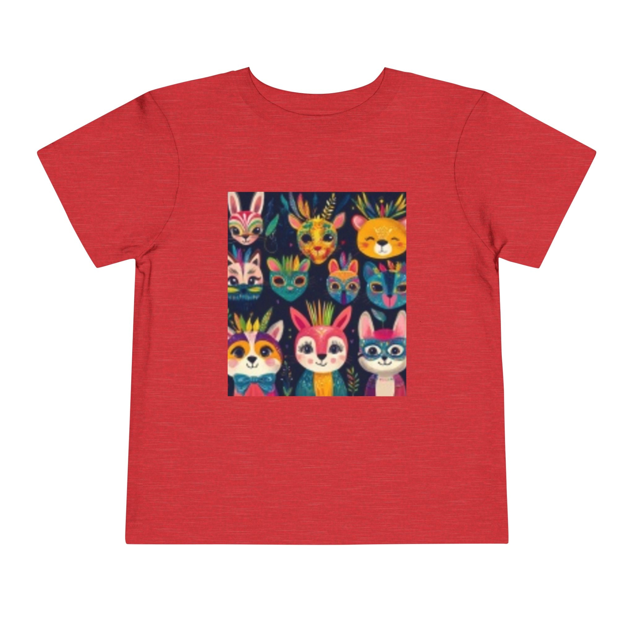 T-shirt pour tout-petits – T-shirt coloré pour tout-petits avec des visages d'animaux de la forêt