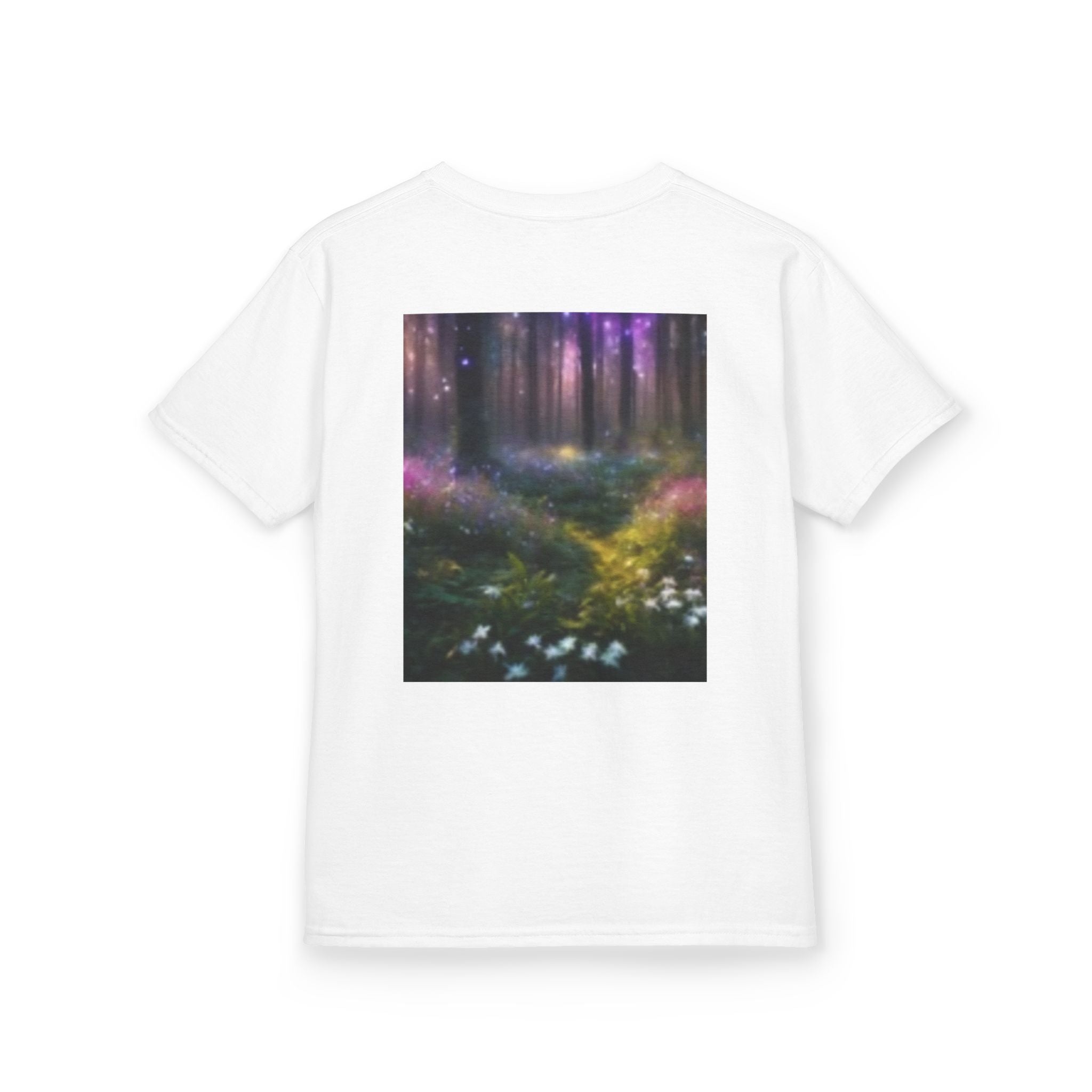 Kids T-shirt— Cute Frankenstein Face Front & Enchanted Forest Back