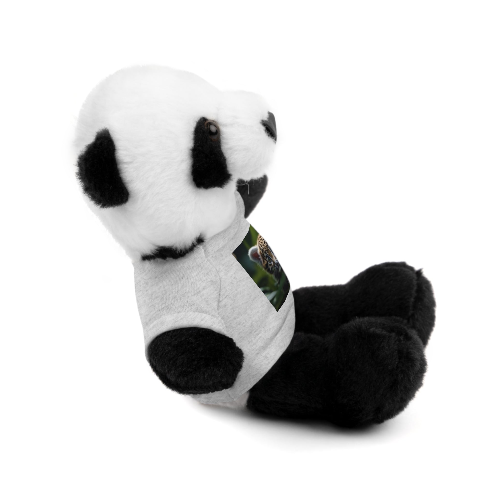 Plush Teddy Bear with Leopard Cub Tee — Cute Animal Gift for Kids & Wildlife Lovers
