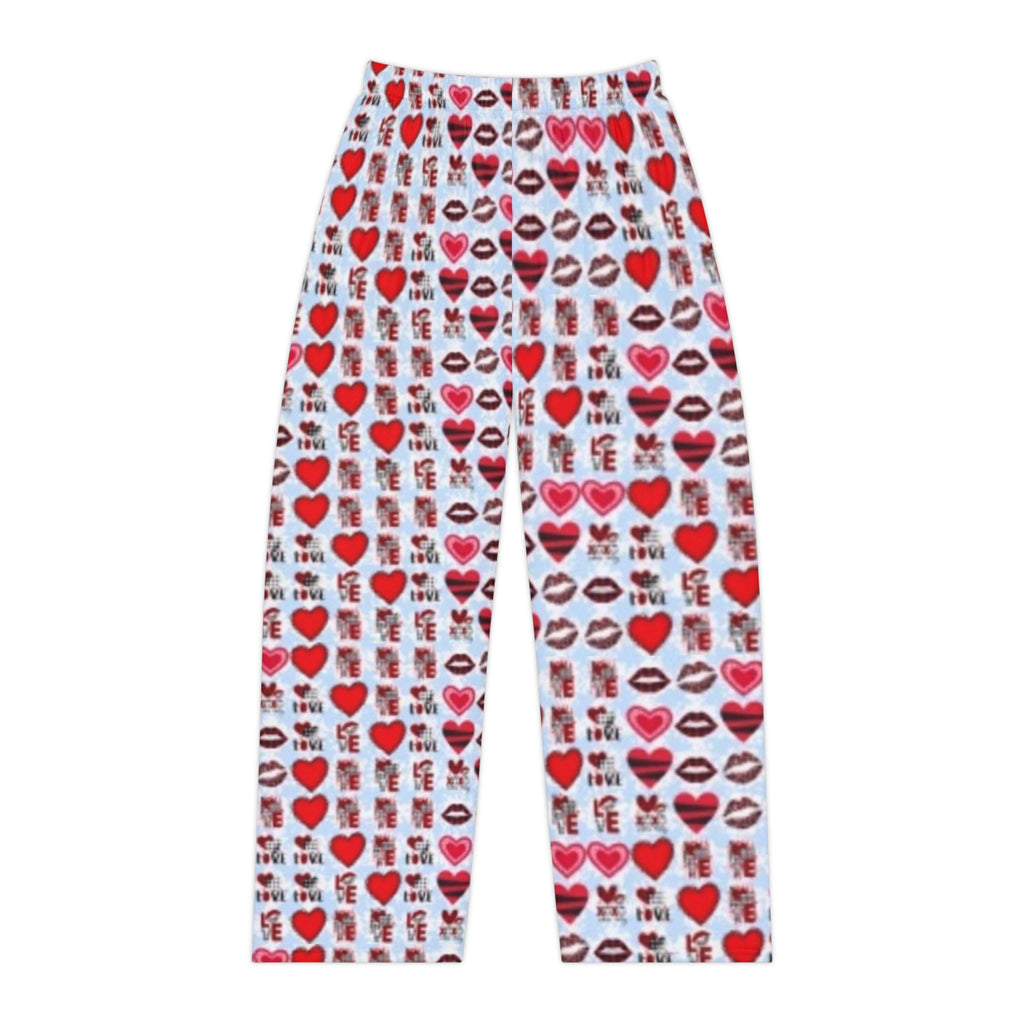 Valentine Heart & Kiss Women's Pajama Pants — Cute All-Over-Print Lounge Bottoms