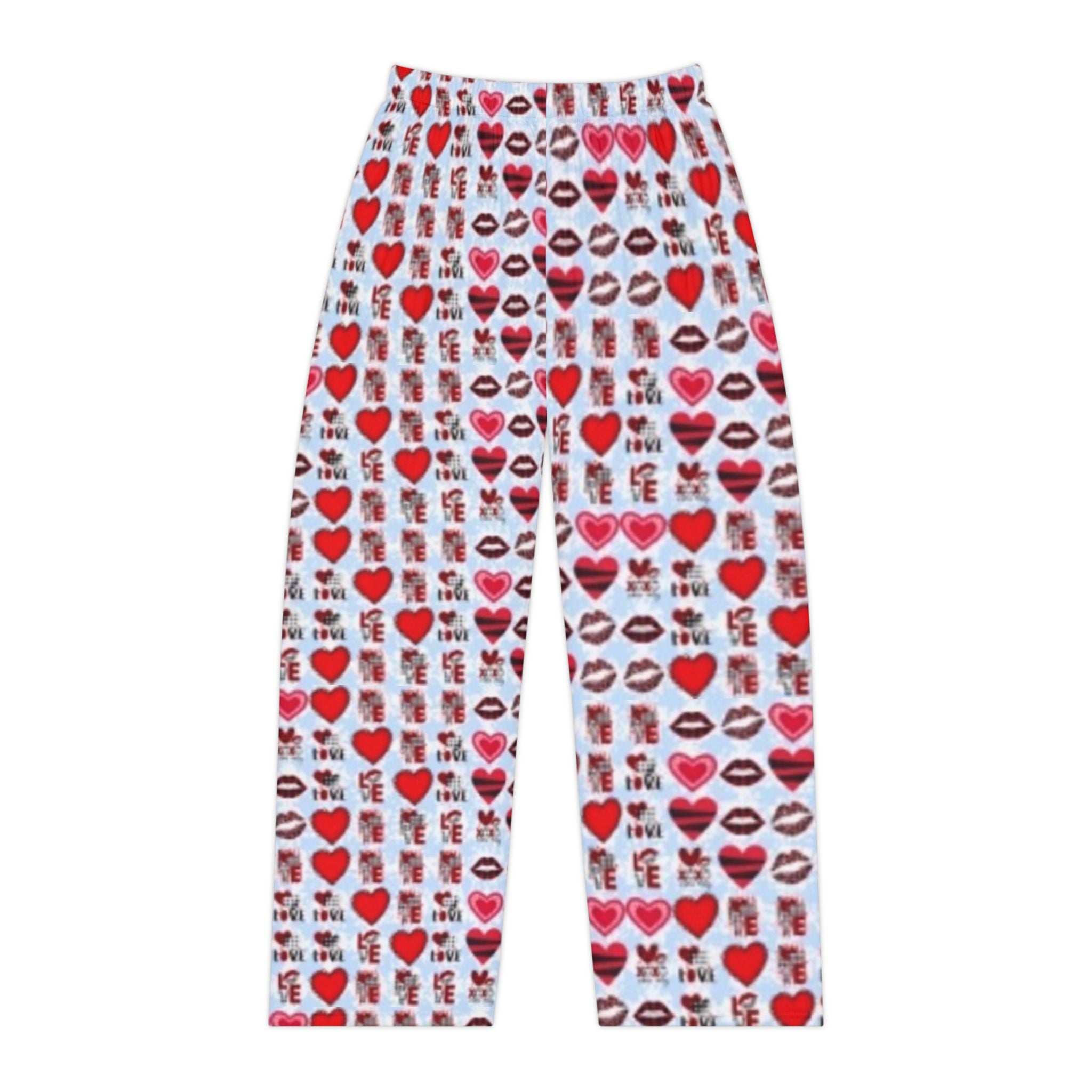 Valentine Heart & Kiss Women's Pajama Pants — Cute All-Over-Print Lounge Bottoms