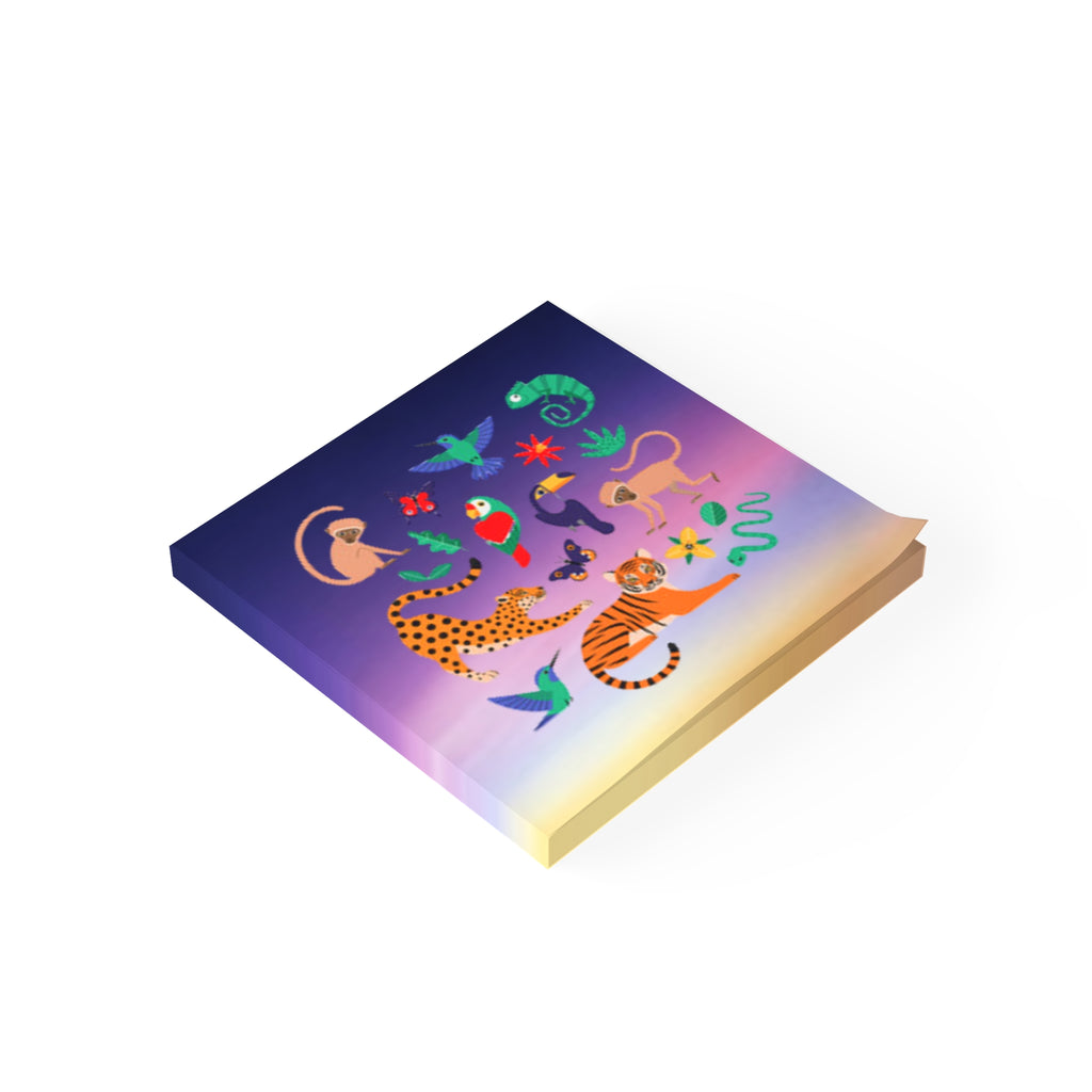 Jungle Animals Post-it Note Pads — Tropical Tiger, Parrot & Monkey Sticky Notes