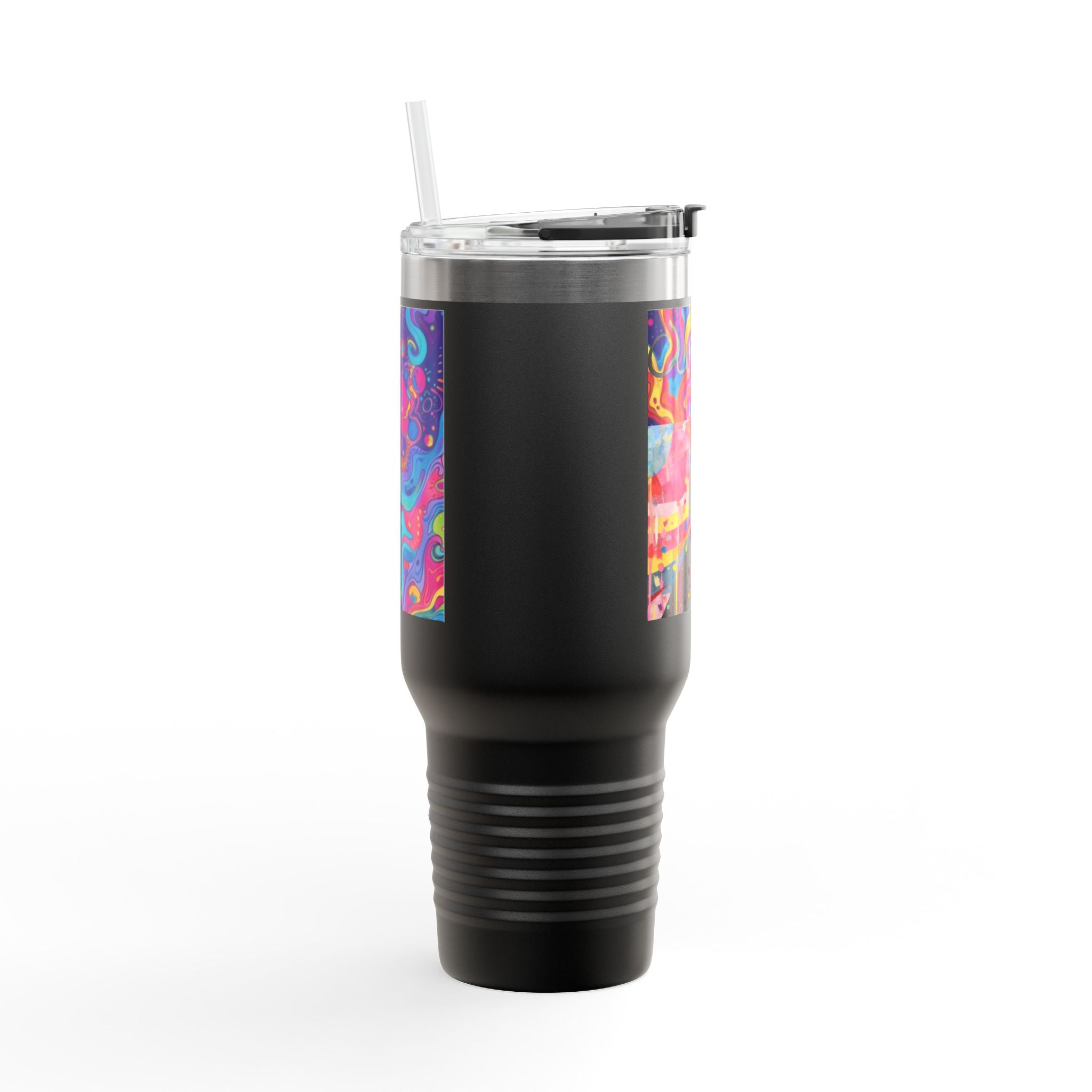 Black Cat & Psychedelic Colors Insulated Travel Mug, 40oz Fabulous Gift!