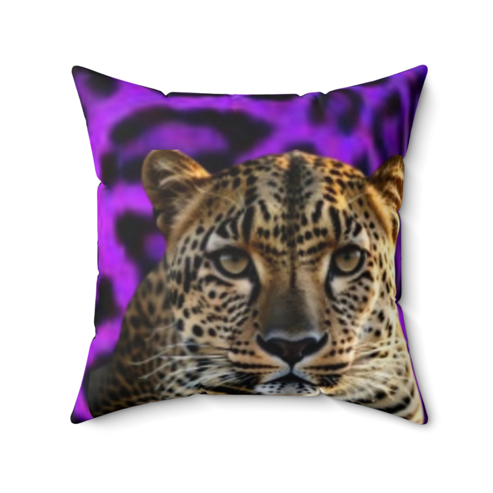 Oreiller en faux suède imprimé léopard — Coussin d'appoint à motif animalier violet