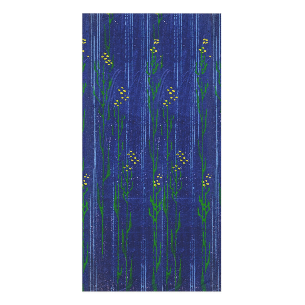 Floral Stripe Cotton Towel — Blue Botanical Beach & Bath Towel