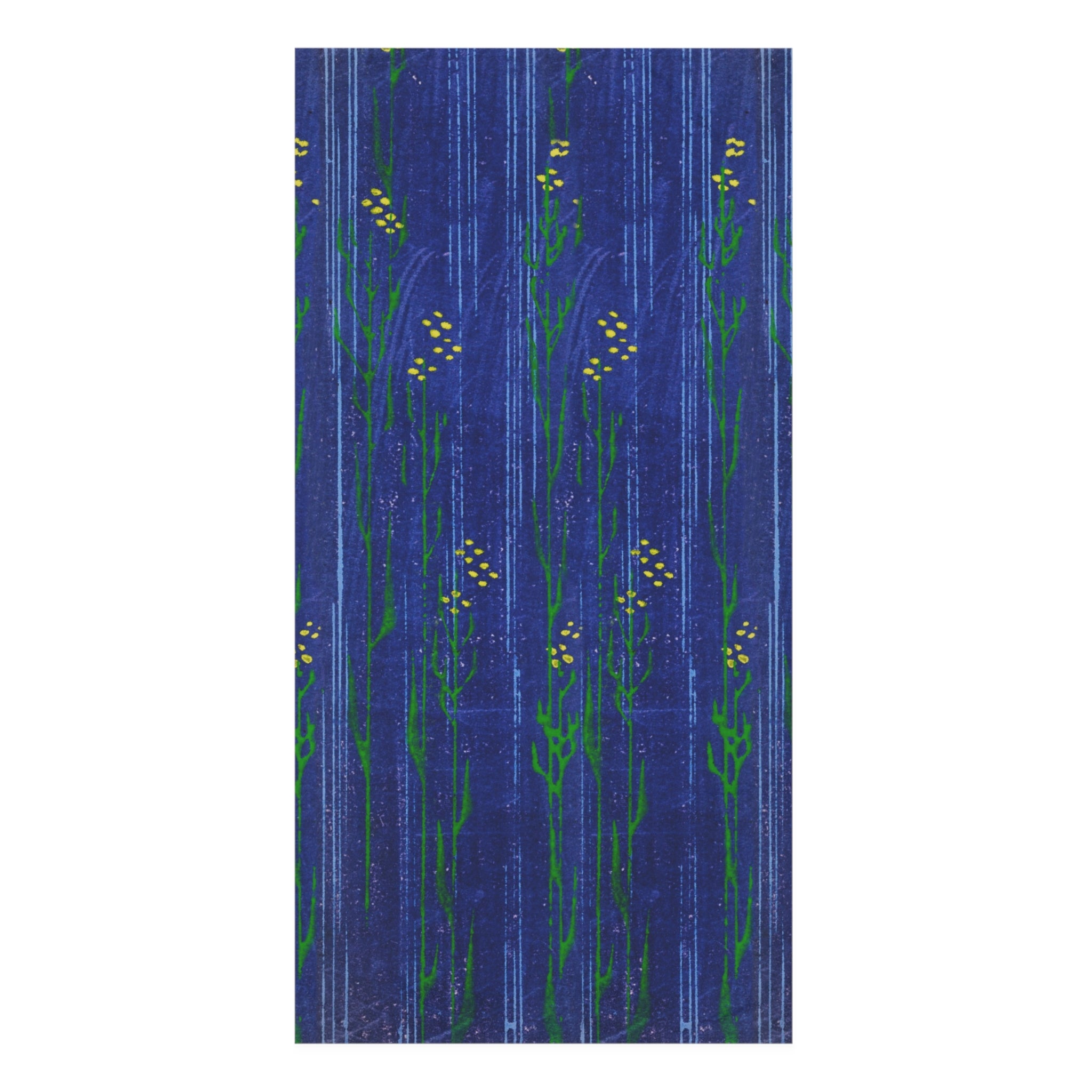 Floral Stripe Cotton Towel — Blue Botanical Beach & Bath Towel