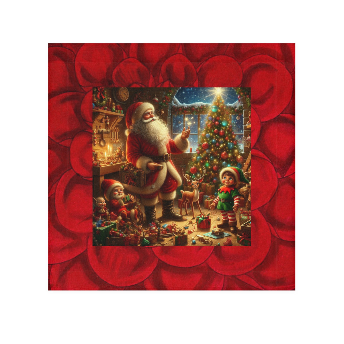 Christmas Santa Workshop Face Towel — Festive Holiday Hand & Face Cloth