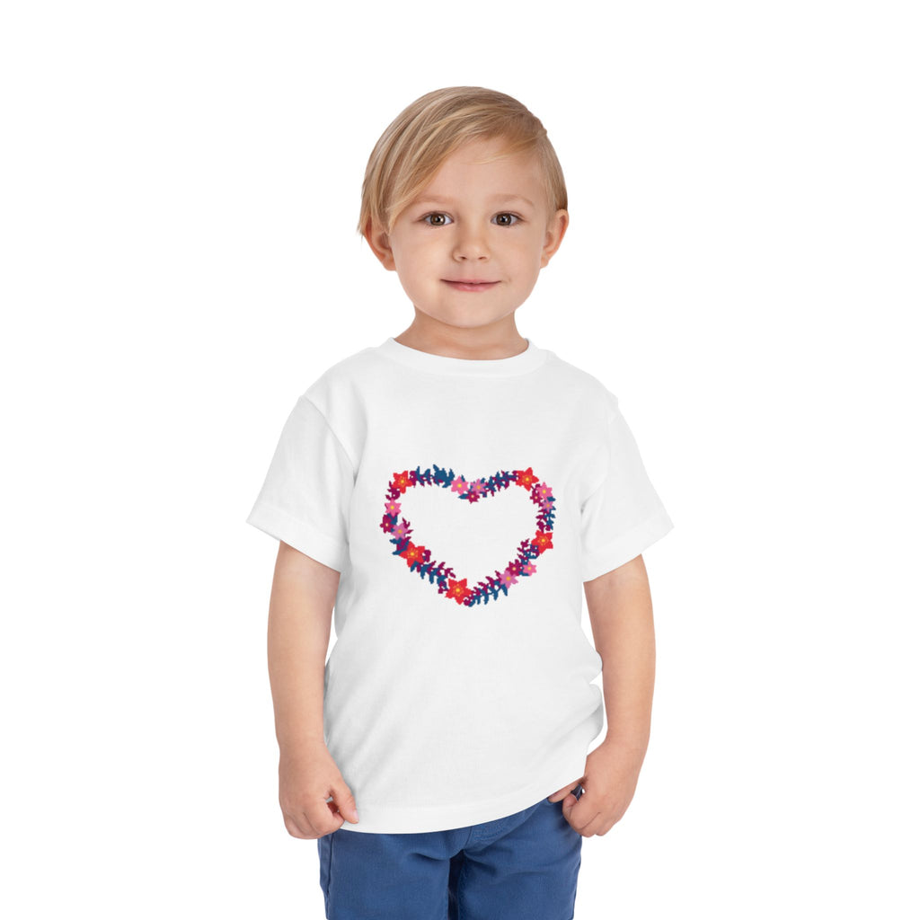 Toddler Tee — Floral Heart Graphic Kids' Short Sleeve Shirt