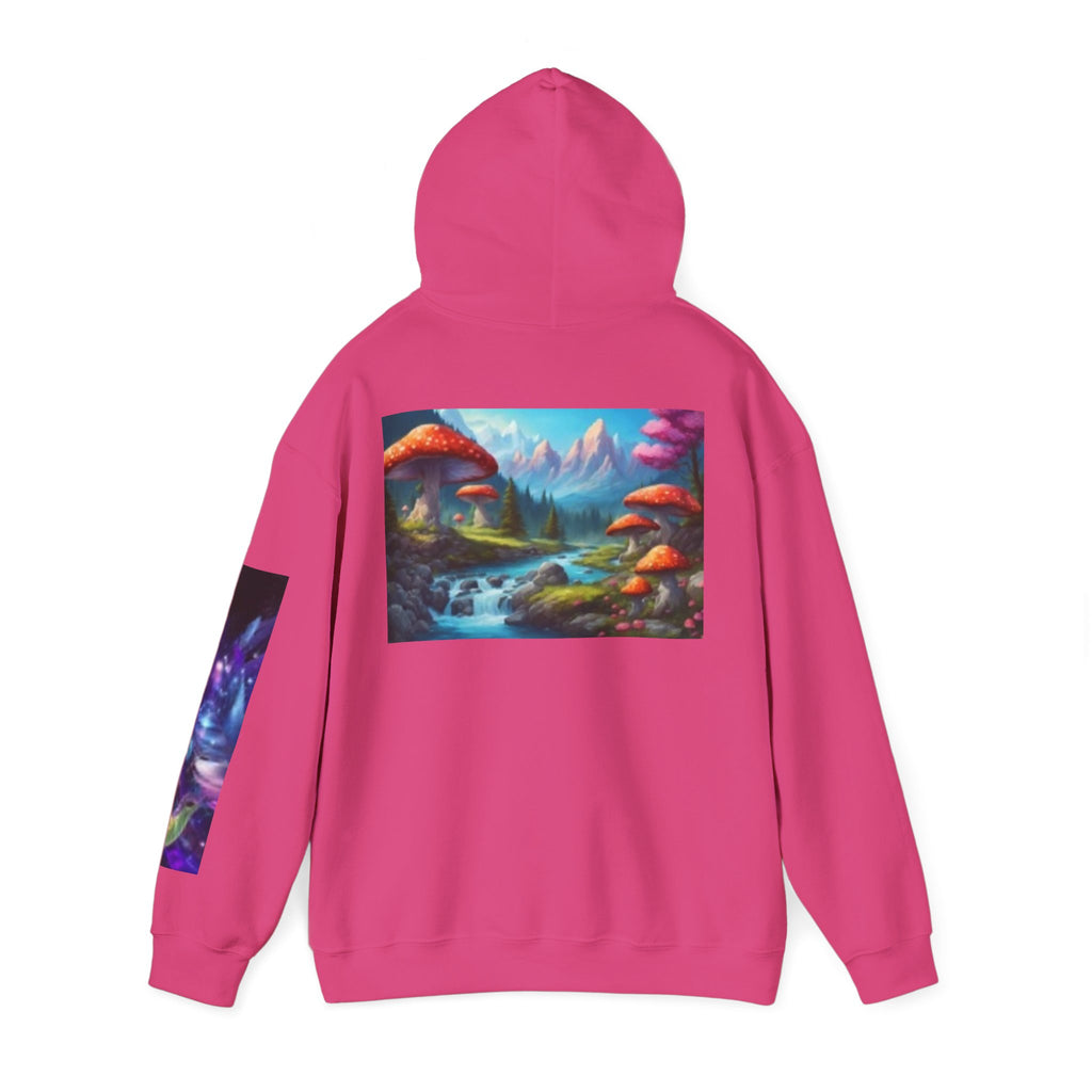 Fantasy Mushroom Landscape Hoodie — Psychedelic Forest Art Pullover