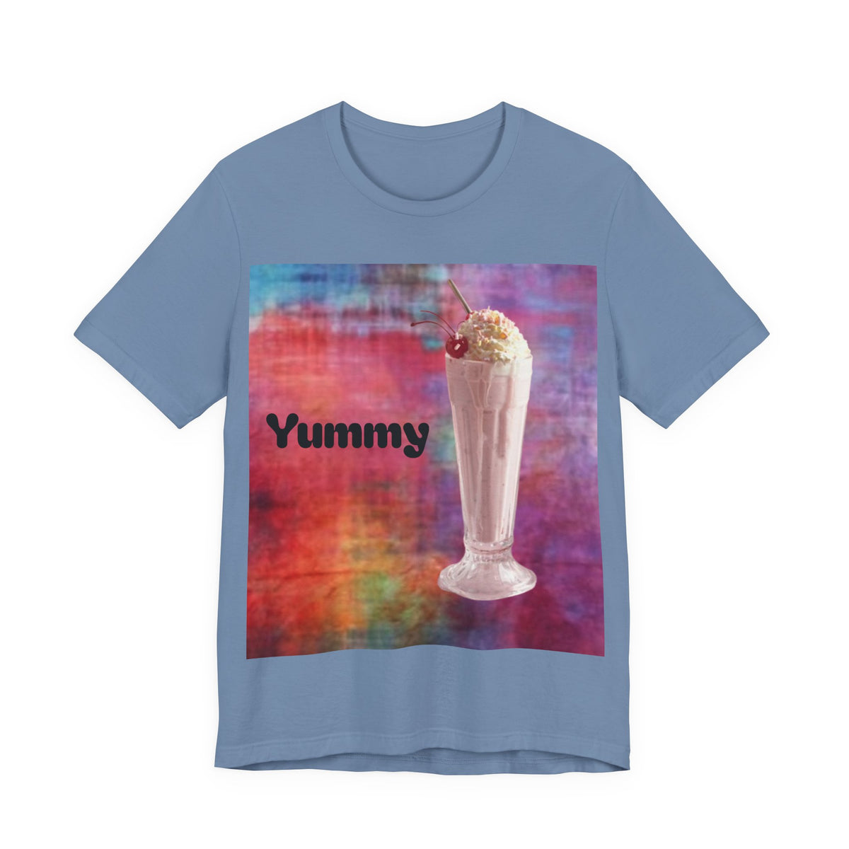 Yummy Strawberry Milkshake Tee - Retro Colorful Ice Cream Soda Graphic T-Shirt