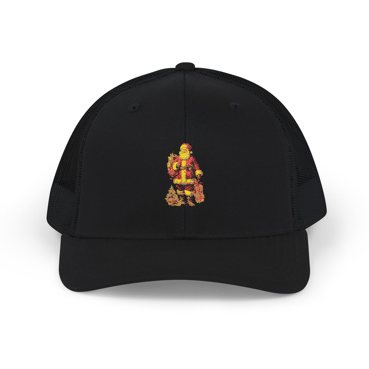 Santa Claus Embroidered Trucker Cap — Retro Holiday Snapback Hat