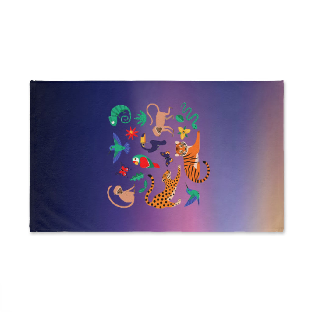 Tropical Jungle Hand Towel – Colorful Exotic Animals Design