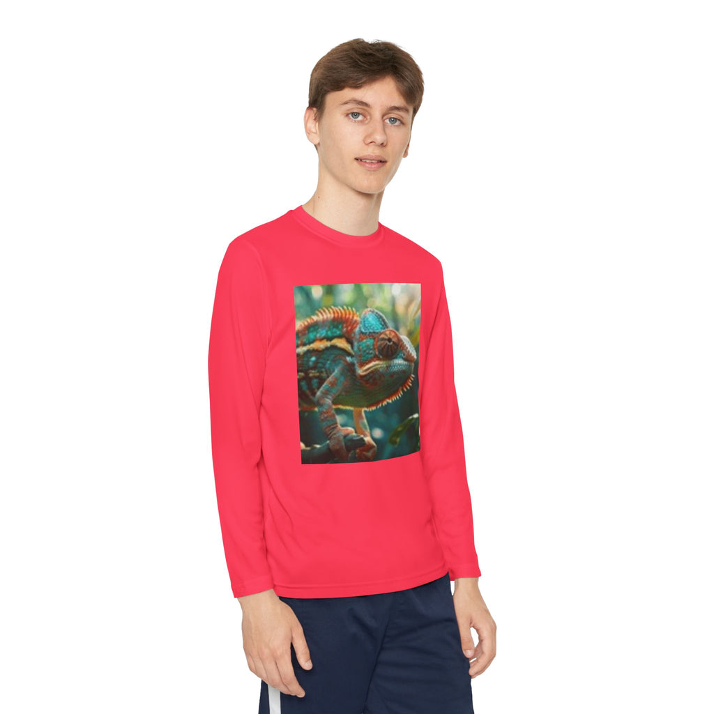 Youth Long Sleeve Tee — Tropical Chameleon Graphic