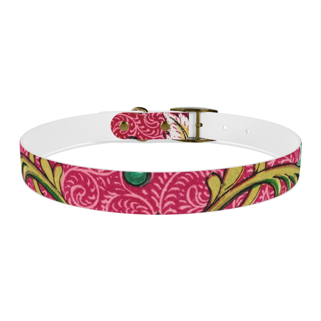 Floral Paisley Dog Collar — Pink Vintage Swirl Pattern