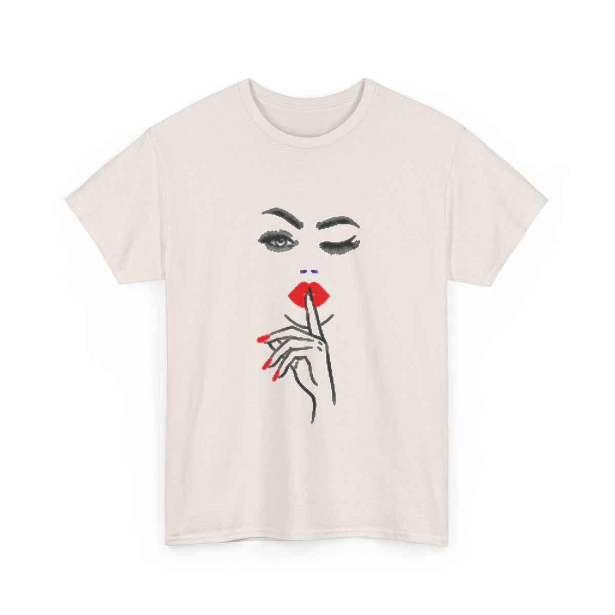 Wink & Shh Graphic Tee — Red Lips Fashion T-Shirt