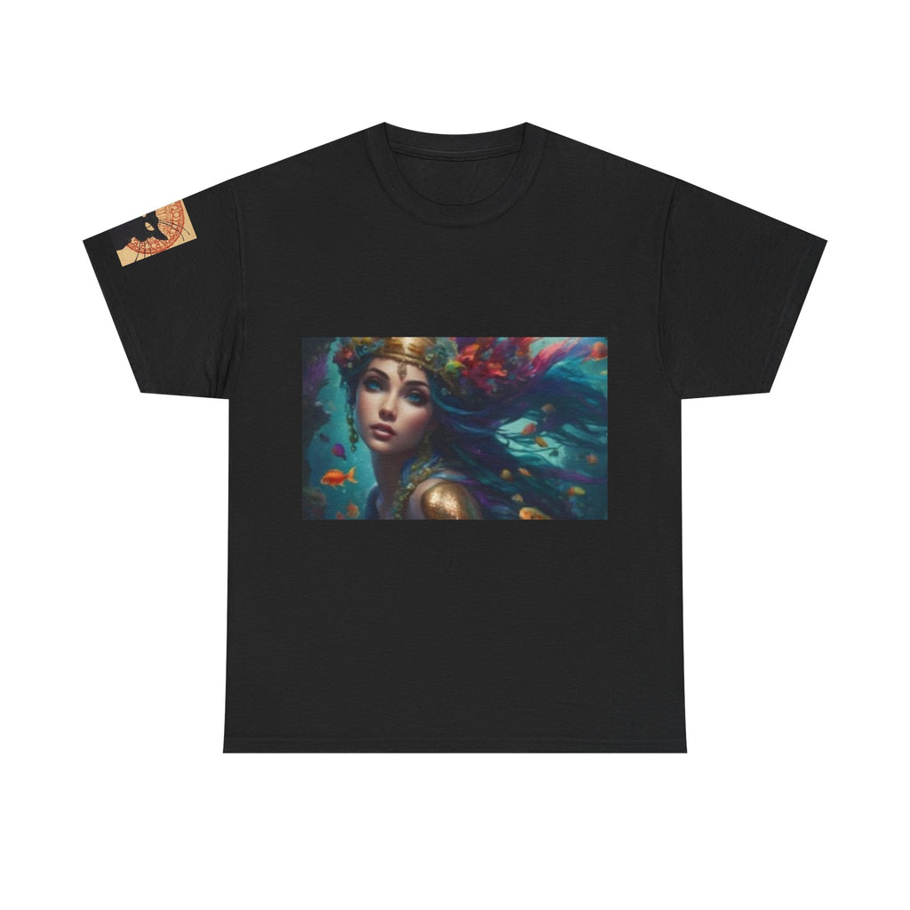 Mythic Ocean Goddess T-Shirt — Fantasy Beautiful Woman & Sunset Landscape