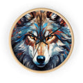 Wolf Face Wall Clock — Colorful Tribal Art Home Decor