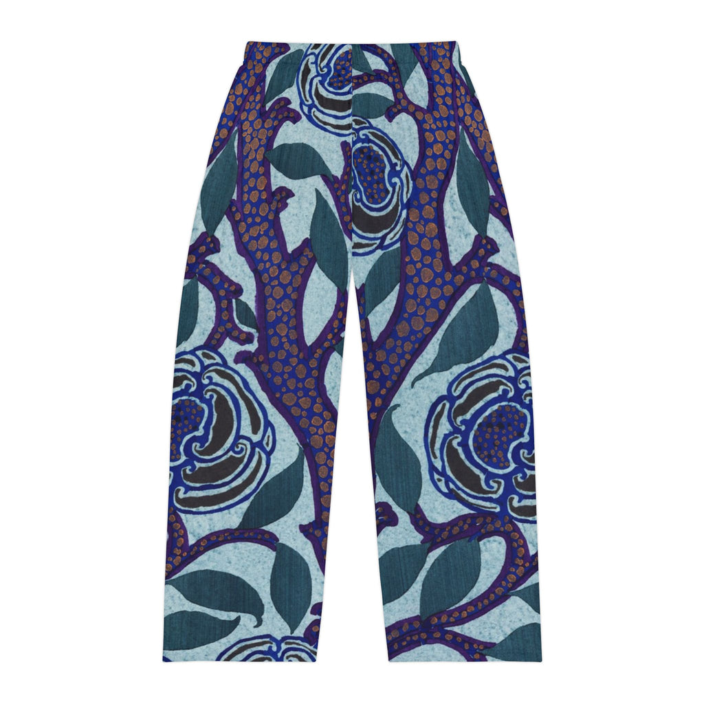 Floral Blue Men’s Pajama Pants — Vintage Botanical Lounge Sleepwear