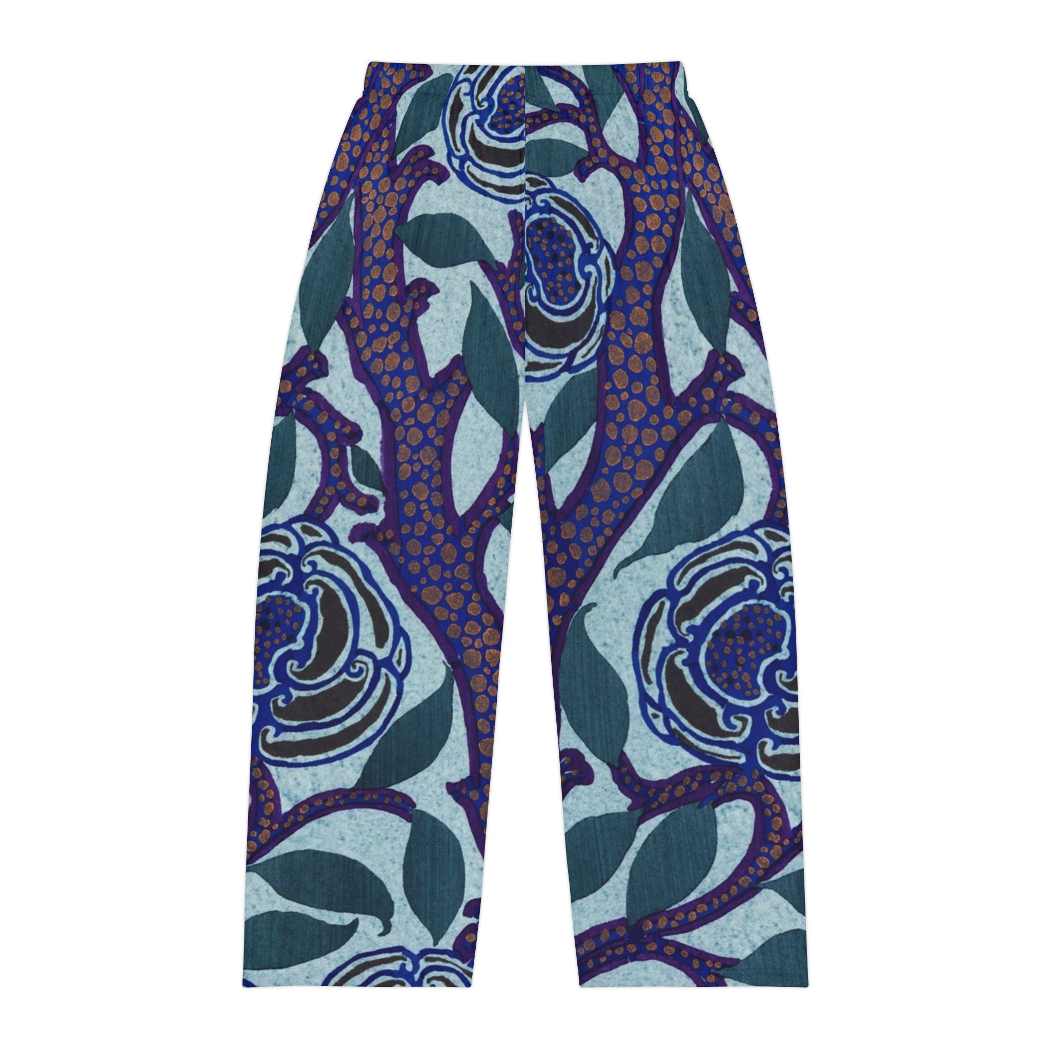 Floral Blue Men’s Pajama Pants — Vintage Botanical Lounge Sleepwear