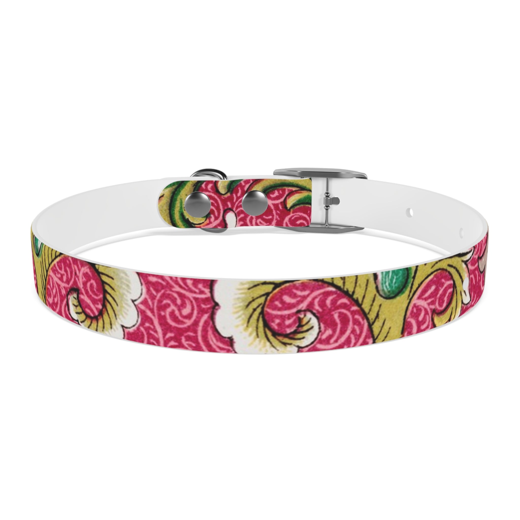 Floral Paisley Dog Collar — Pink Vintage Swirl Pattern