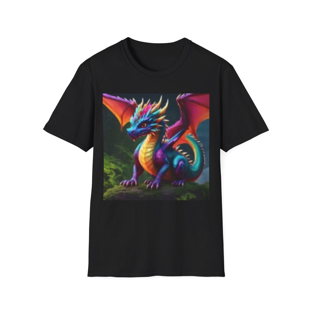 Colorful Fantasy Dragon T-Shirt — Vibrant Rainbow Baby Dragon Graphic Tee