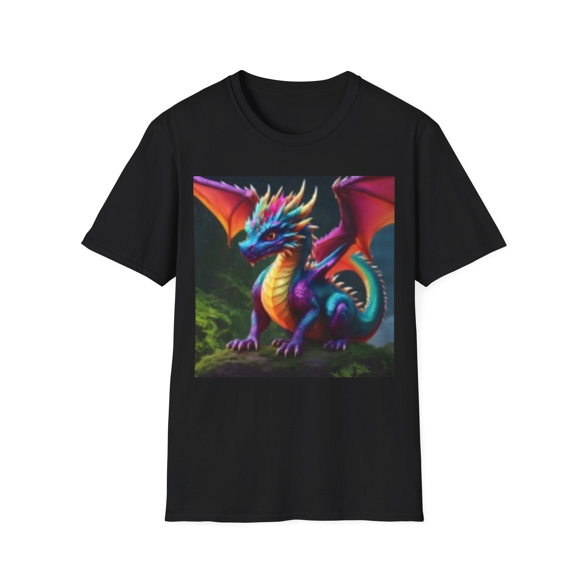 Colorful Fantasy Dragon T-Shirt — Vibrant Rainbow Baby Dragon Graphic Tee