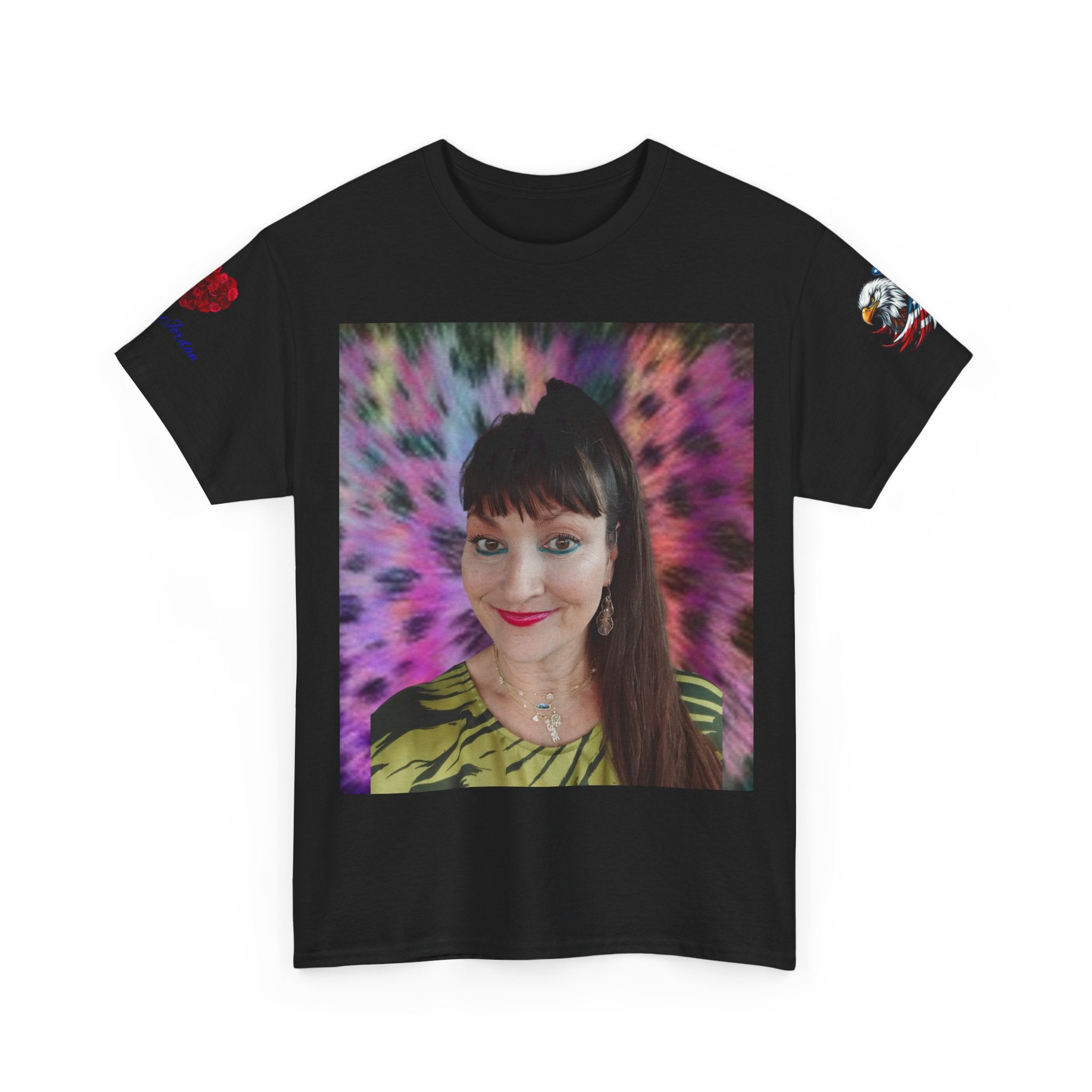Mary Jordan Colorful Animal Print Patriotic Heart T-shirt